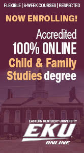 Do you have a passion for children and families? Earn a respected, accredited 100% online degree. Learn more about EKU's Child & Family Studies degree with Child Development Concentration.